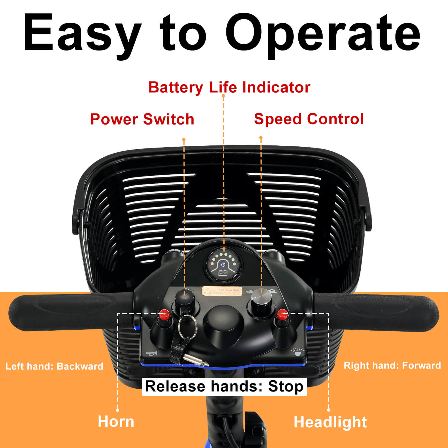 3 Wheel Mobility Scooter, Electric Senior Scooters, Foldable and Compact for Adult Travel, Blue