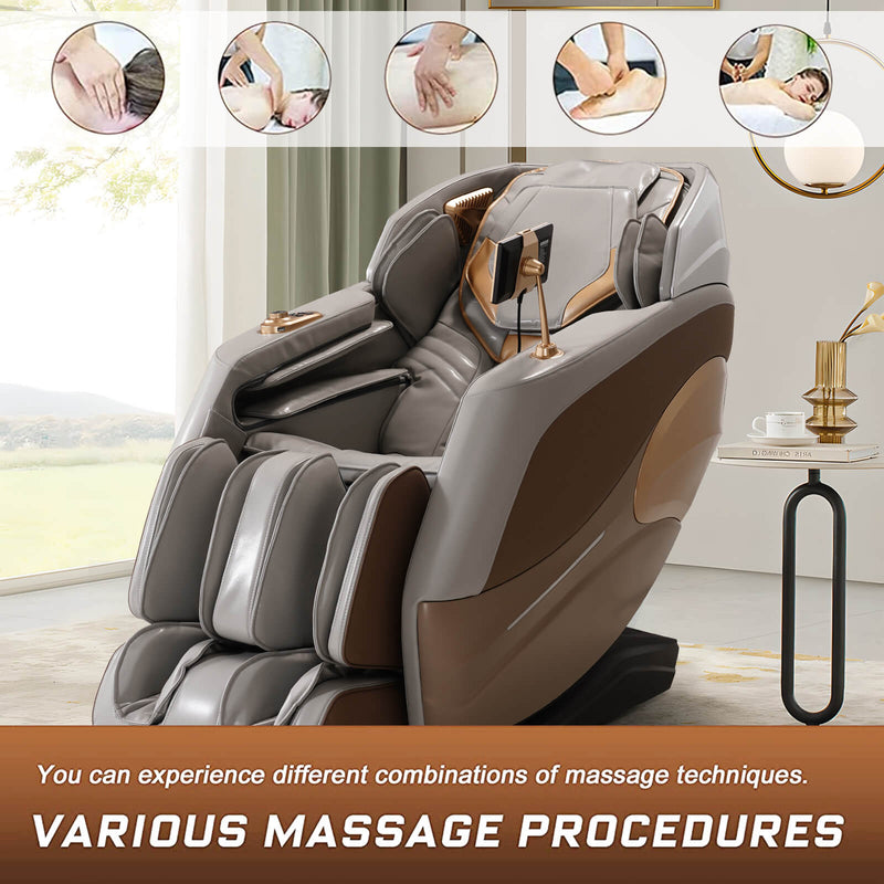 Massage Chair 4D Zero Gravity Chair Full Body Massage Chair With Heating, Voice Control, Smart Scan Body, Gold