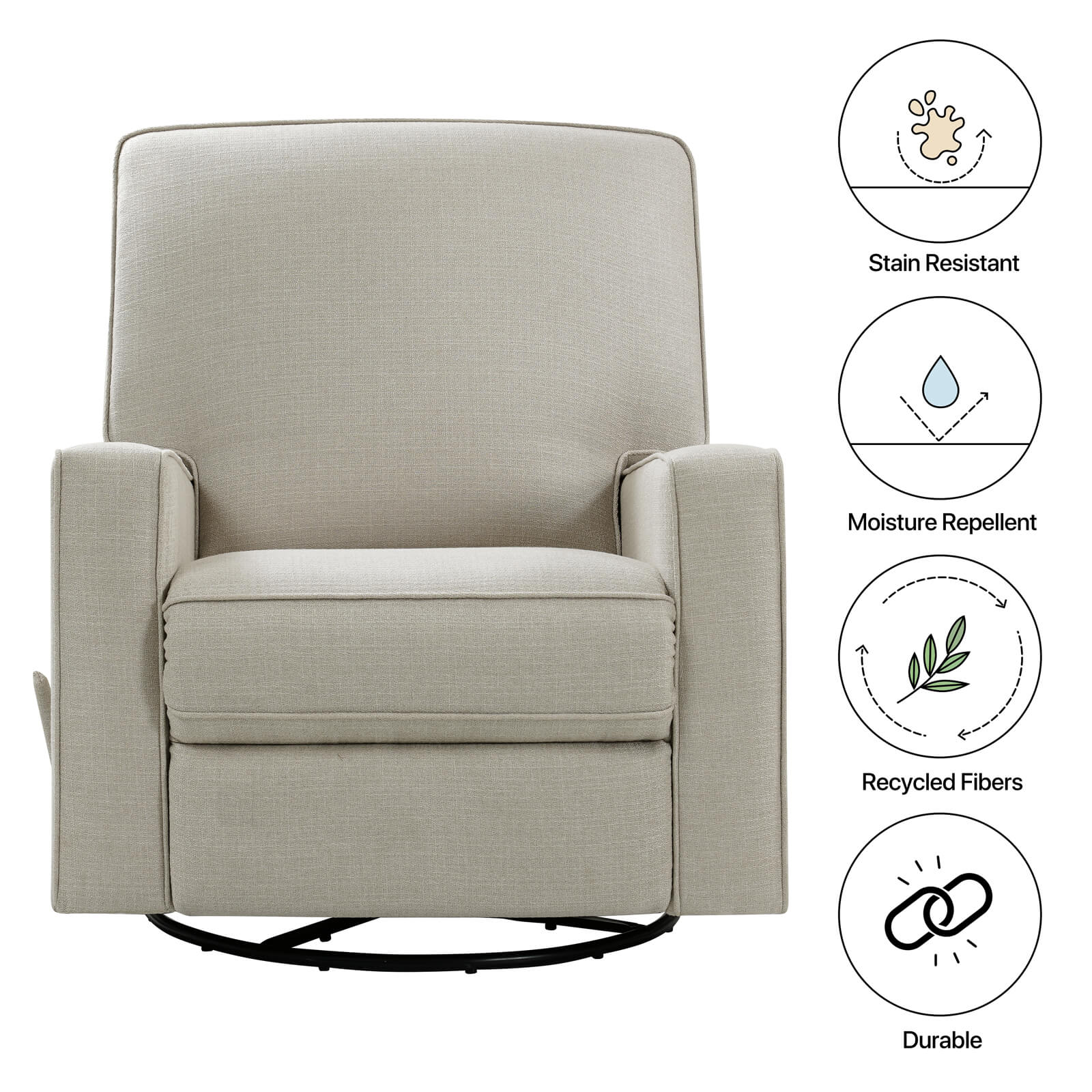Asjmreye  Nursery Swivel Glider Fabric Manual Recliner Chair