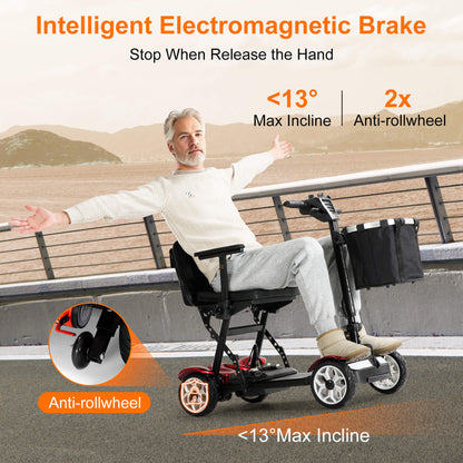 25-Mile All-Terrain Power Mobility Scooter for Seniors with 300lbs Capacity & 3-Second Fold, Ultralight 45lbs