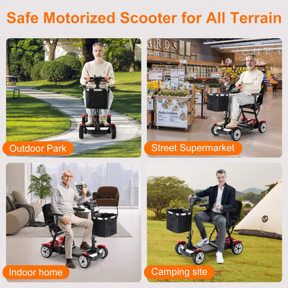 25-Mile All-Terrain Power Mobility Scooter for Seniors with 300lbs Capacity & 3-Second Fold, Ultralight 45lbs