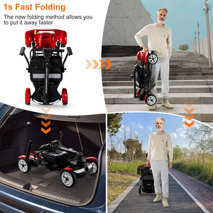 25-Mile All-Terrain Power Mobility Scooter for Seniors with 300lbs Capacity & 3-Second Fold, Ultralight 45lbs