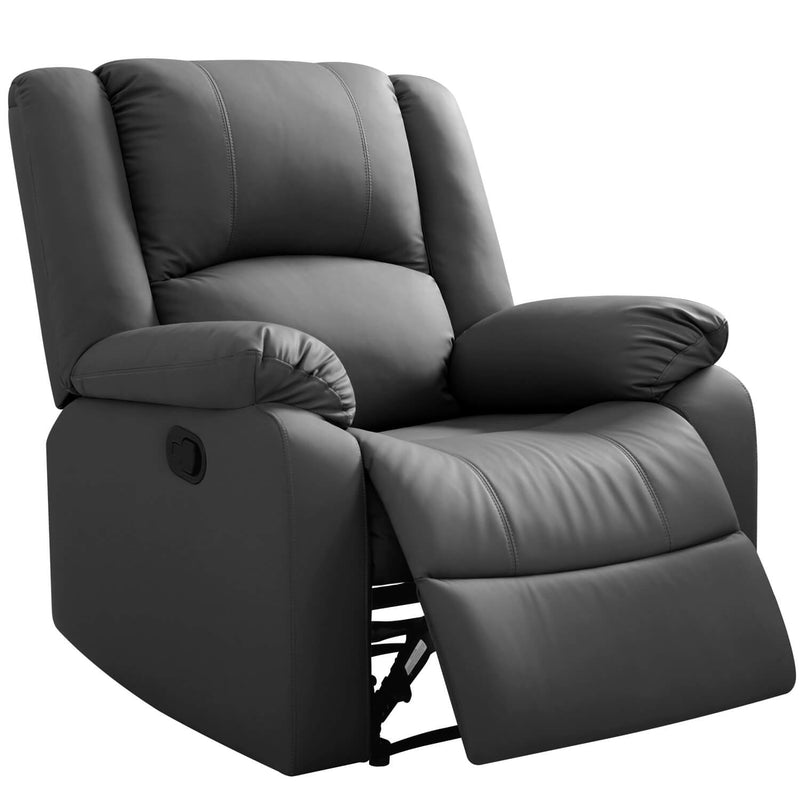 Asjmreye Manual Recliner Chair Recliner Soft Armrests For Living Room 35" Width, Leather,Grey