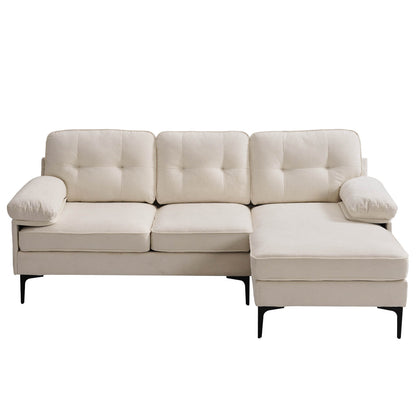 Asjmreye Sectional Sofa L-Shape Couch with Chaise Chenille Fabric Beige