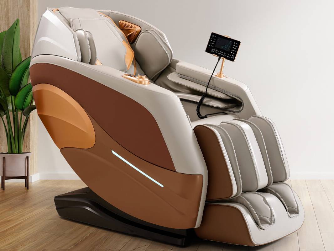 golden_brown_color_4D_full_body_massage_chair_with_airbag_massage