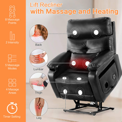 Asjmreye black power lift recliner chair with massage and heat.