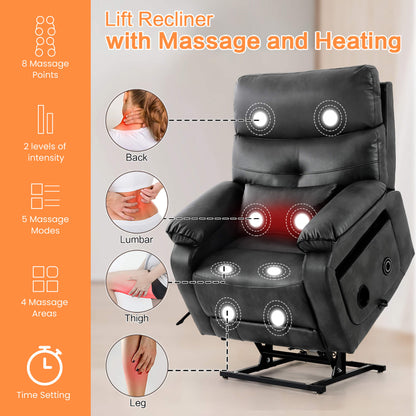 This infinite position recliner has a vibration massage and lumbar heating with two intensities, 5 modes and can be timed.