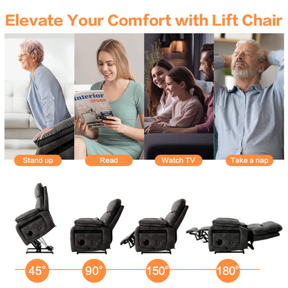 This electric lift recliner will enhance your comfort. Great for reading, watching TV or sleeping and assists with standing and lying down.