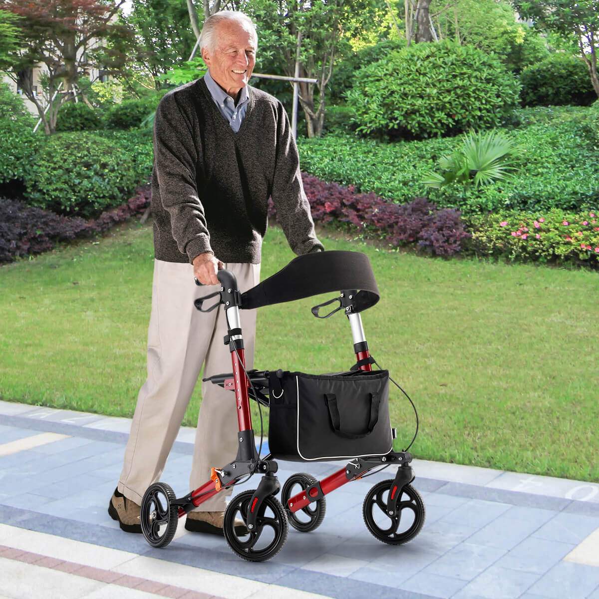 lightweight_foldable_portable_4_wheel_rollator_walker_with_seat_for_seniors_red