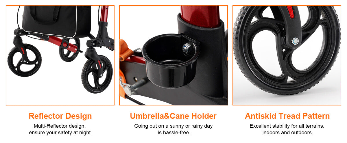 Reflector_design_umbrella_and_cane_holder_antiskid_tread_pattern_Detailed_display_and_description