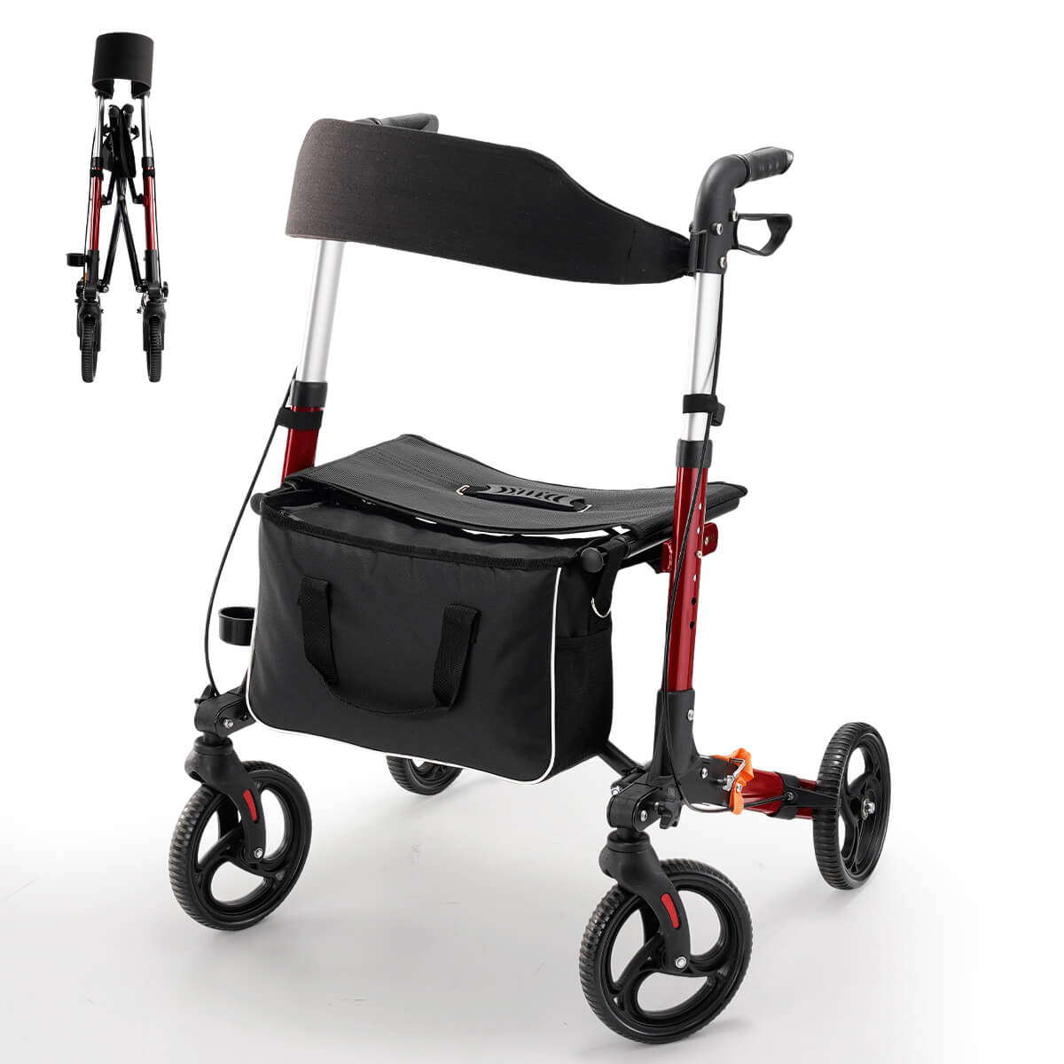 lightweight_foldable_portable_4_wheel_rollator_walker_with_seat_for_seniors_red