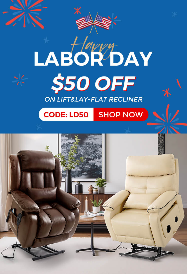 Labor Day sale for power lift recliner, save $50 with code: LD50
