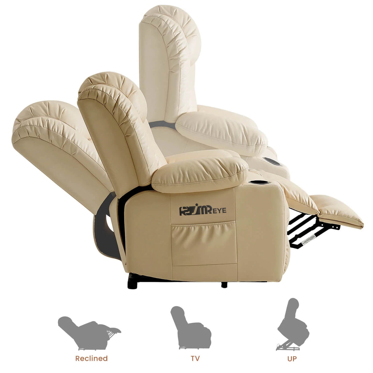 This three-position lift recliner can be adjusted to stand, sit or recline to suit your different needs.