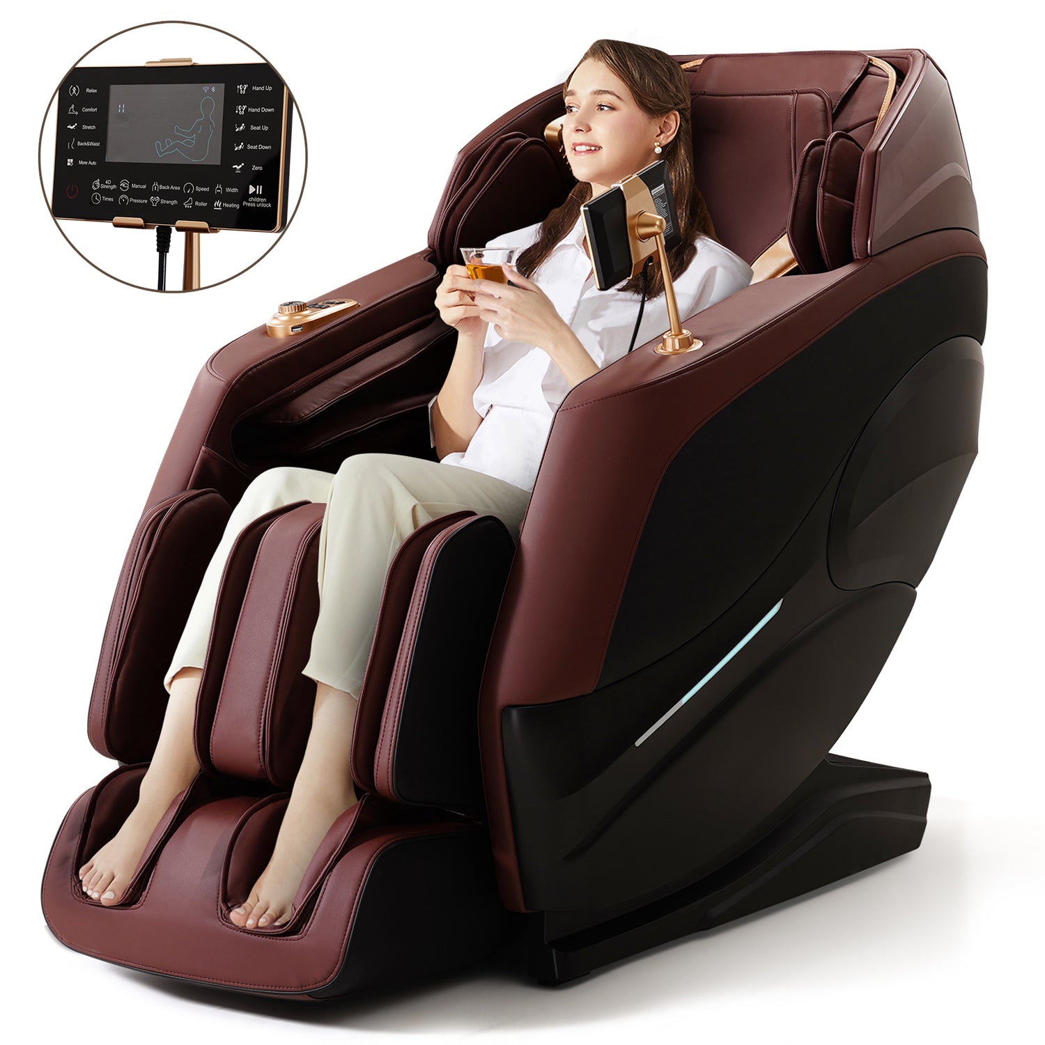 Asjmreye Massage Chair 4D Zero Gravity Chair Full Body Massage Chair With Heating, Voice Control, Smart Scan Body, Burgundy