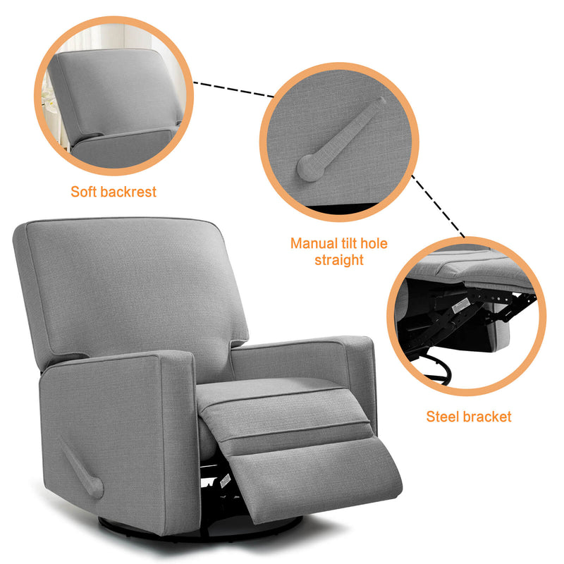 Asjmreye  Nursery Swivel Glider Fabric Manual Recliner Chair