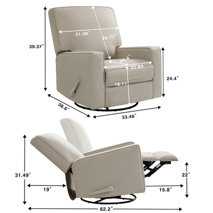 Asjmreye  Nursery Swivel Glider Fabric Manual Recliner Chair size