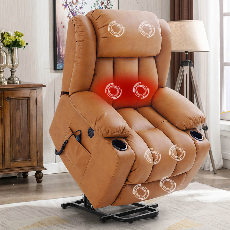 Luxury Power Lift Recliner Chair With Vibration Massage and Heating,With Cup Holder