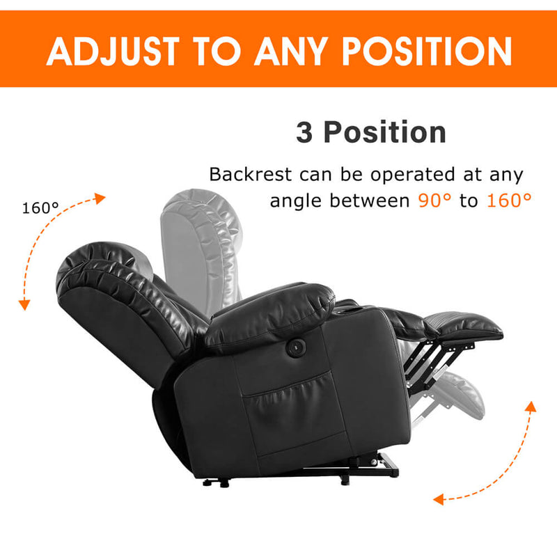 Luxury Power Lift Recliner Chair With Vibration Massage and Heating, 39.4" Width