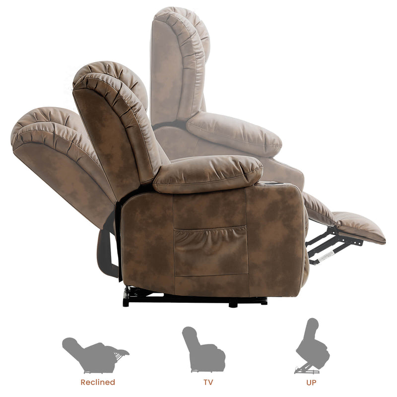 Luxury Power Lift Recliner Chair With Vibration Massage and Heating,With Cup Holder