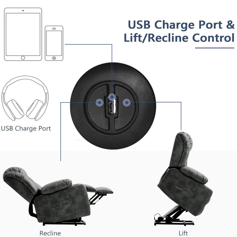 Luxury Power Lift Recliner Chair With Vibration Massage and Heating,With Cup Holder