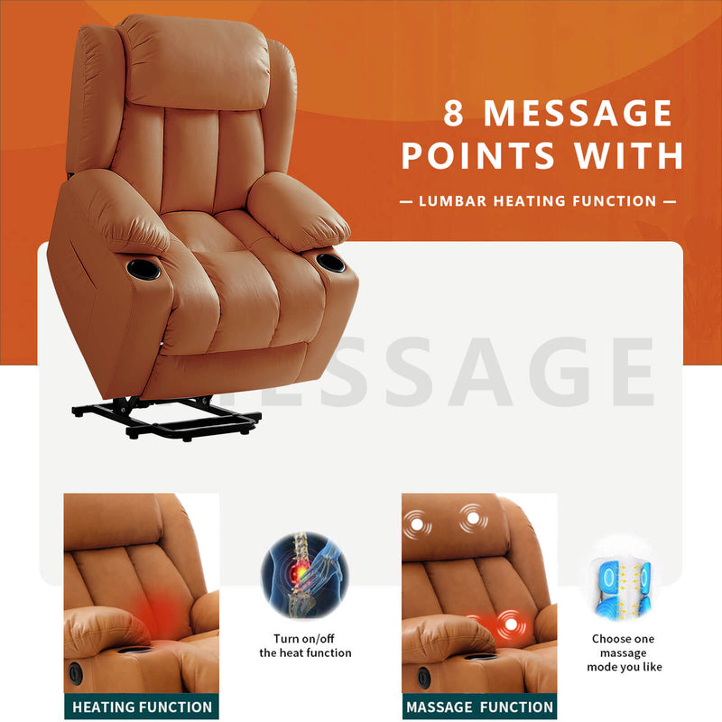 Luxury Power Lift Recliner Chair With Vibration Massage and Heating,With Cup Holder